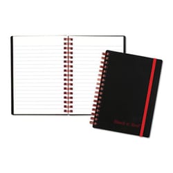 Enterprise Technology Solutions&nbsp;Twin Wire Poly Cover Notebook, Wide/Legal Rule, Black Cover, 5.88 X 4.13, 70 Sheets