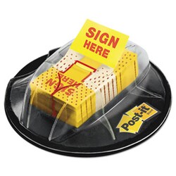 Enterprise Technology Solutions Page Flags In Dispenser, "Sign Here", Yellow,