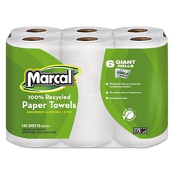 Enterprise Technology Solutions&nbsp;100% Recycled Roll Towels, 2-Ply, 5 1/2 X 11, 140/Roll, 6 Rolls/Pack