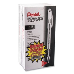 Enterprise Technology Solutions&nbsp;R.S.V.P. Stick Ballpoint Pen Value Pack, 0.7Mm, Black Ink, Clear/Black Barrel, 24Pk