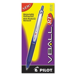Enterprise Technology Solutions&nbsp;Vball Rt Liquid Ink Retractable Roller Ball Pen, 0.7Mm, Blue Ink, Blue/White Barrel