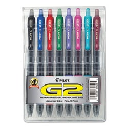 Enterprise Technology Solutions&nbsp;G2 Premium Retractable Gel Pen, 0.7 Mm, Assorted Ink/Barrel, 8/Set
