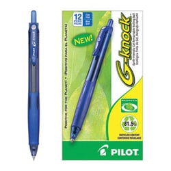 Enterprise Technology Solutions&nbsp;G-Knock Begreen Retractable Gel Pen, Fine 0.7Mm, Blue Ink/Barrel, Dozen