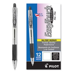 Enterprise Technology Solutions&nbsp;Easytouch Retractable Ballpoint Pen, Fine 0.7Mm, Black Ink, Clear Barrel, Dozen