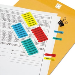 Enterprise Technology Solutions Mini Arrow Page Flags, "Sign Here", Blue/Mint/Red/Yellow,