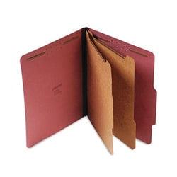 Enterprise Technology Solutions&nbsp;Six--Section Pressboard Classification Folders, 2 Dividers, Letter Size, Red, 10/Box