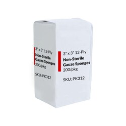 Med Vet International Gauze Sponges, 3 in. X 3 in., Non-Sterile, 12-Ply,