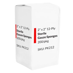 Med Vet International Sterile Gauze 2" X 2" 12Ply 1'S 100/Box, Quantity: