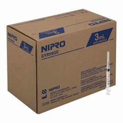 Med Vet International Nipro Syringe & Needle, 3mL, Luer Slip, 22g X 1",