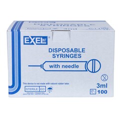 Med Vet International Exel Syringes & Needle, 3mL Luer Lock, 25g X 5/8in.