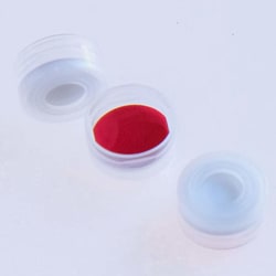 Perkin Elmer US LLC 11 mm Pre-Assembled Clear Polyethylene Snap Cap with PTFE/Silicone (Red/White) Septa, 100/pk