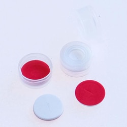 Perkin Elmer US LLC 11 mm Pre-Assembled Clear Polyethylene Snap Cap with Pre-Slit PTFE/Silicone (Red/White) Septa, 100/pk