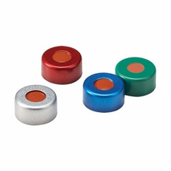 Perkin Elmer US LLC Pre-Assembled Magnetic Steel Screw Cap with PTFE/Silicone (Blue/White) Septa - 0.06 in thick, 100/pk