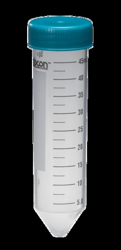 Perkin Elmer US LLC 50 mL Graduated Conical Bottom SuperClear Tubes with Teal Flat Caps Included, Qty. 500