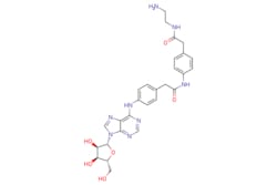 eMolecules​ N-(2-Aminoethyl)-2-(4-(2-(4-((9-((2R,3R,4S,5R)-3,4-dihydroxy-5-(hydroxymethyl)tetrahydrofuran-2-yl)-9H-purin-6-yl)amino)phenyl)acetamido)phenyl)acetamide