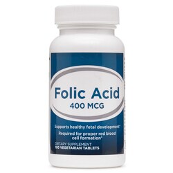 Med Vet International Folic Acid, 400Mcg, 100 Tablets, 24/Case, Quantity: