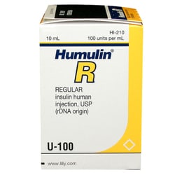 Med Vet International Humulin-R Insulin 100u/mL, 10mL, Quantity: Each of