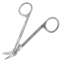 Med Vet International Wire Cutting Scissors 5" Angle Serrated Satin Economy,