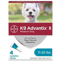 Med Vet International Advantix Ii Teal, Dog, 11-20Lb, 4/Box, 6 Boxes, Quantity: