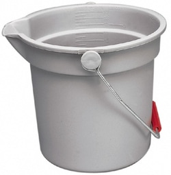 MSC&nbsp;Rubbermaid Round Bucket, Heavy-Duty, 14 qt, Plastic, Gray, 1 ea