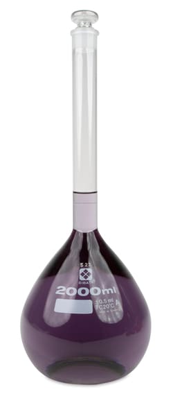 Vee Gee&nbsp;Volumetric Flask, Class A, Glass Stopper, 2000 mL