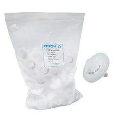 Tisch Scientific Polytetrafluoroethylene PTFE Hydrophilic Syringe Filters,  0.22um,  25mm,  Luer-Lok/Luer Slip,  Nonsterile,  100 per pack