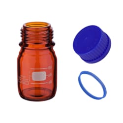 Microsolv Technology Corporation&nbsp;Bottle, HPLC Mobile Phase Storage, Glass, Amber, 100ml, Screw Top, GL45 Threads. 1 EA.