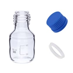 Microsolv Technology Corporation&nbsp;Bottle, HPLC Mobile Phase Storage, Glass, Clear, 50ml, Screw Top, GL32 Threads. 1 EA.