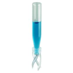 Microsolv Technology Corporation Inserts, Low Volume for Vials, Glass. Clear, 100ul fill volume with a conical, precision point and 5x30mm outer dimensions with plastic spring attached. For use in 8mm, Push Top, 1ml autosampler vials. 100/PK.