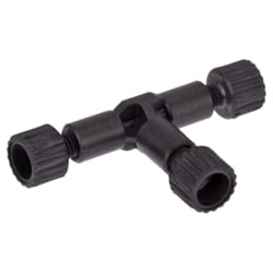Microsolv Technology Corporation Union, Connector Kits, Tee, High Pressure, 0.50mm Through Holes with 10-32 Screw Threads. Carbon PEEK, with Connector Nuts. Use with 1/16