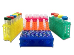 Alkali Scientific 4-Way Tube Rack (4x50mL, 12x15mL, 32x1.5mL/0.5mL), Rainbow Pack, 5/cs
