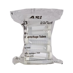 Alkali Scientific&nbsp;CellPro&trade; 50mL Marker Conical Tubes, Centrifuge Tubes, Conical Bottom with White Screw Caps, Sterile, 25/Resealable Bag, 500/cs