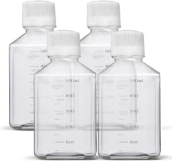 Alkali Scientific CellPro Square Media Bottles, 500mL, Sterile, 24/Tray,
