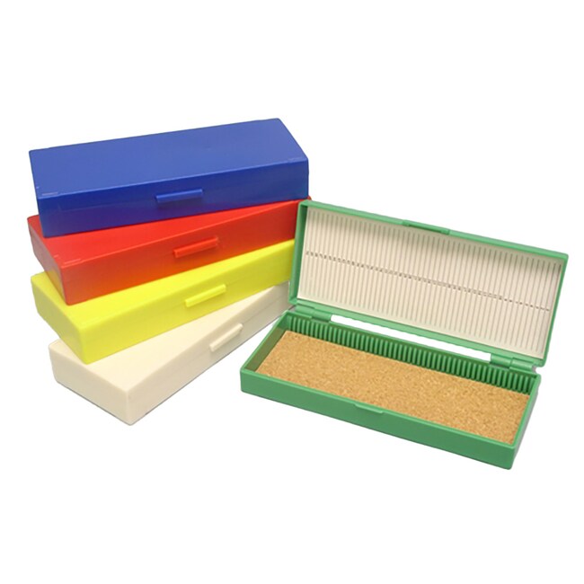 Alkali Scientific Microscope Slide boxes 100 place, stainless steel hinge, Fisher Scientific