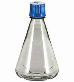 Alkali Scientific Baffled 500mL Erlenmeyer Flask with Vented Cap and Flat Bottom, PETG, Sterile, 12/cs