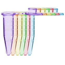 Alkali Scientific&nbsp;0.5mL, Microtube with Cap, Assorted Colors (Blue, Red, Green, Orange, Purple, Yellow), with Self-standing Bag, 500/cs