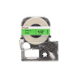 Alkali Scientific 26' Cassette of 12mm Lab Tape, Green with White Print,