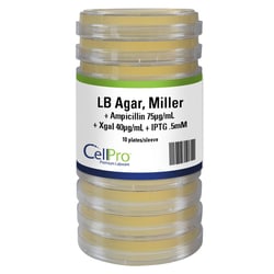 Alkali Scientific&nbsp;CellPro&trade; LB + Ampicillin 75µg/mL + Xgal 40µg/mL + IPTG .5mM, 10/Sleeve