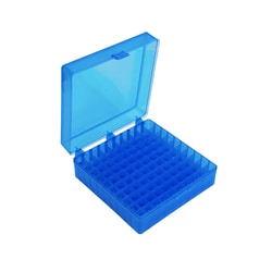 Alkali Scientific&nbsp;Tube Storage Box: Hinged Lid, Blue, 100 x 1.5mL, 5/pk