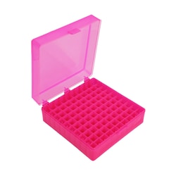 Alkali Scientific Tube Storage Box: Hinged Lid, Red, 100 x 1.5mL, 5/pk,