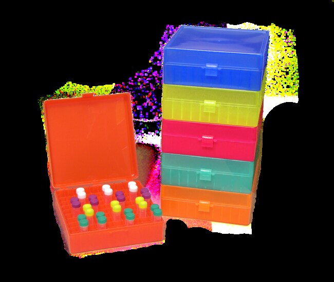 Alkali Scientific Tube Storage Box: Hinged Lid, Clear, 100 x 1.5mL, 5 ...