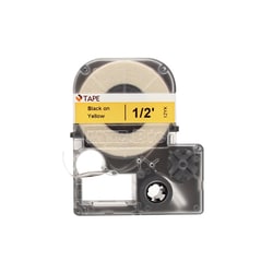 Alkali Scientific 26' Cassette of 12mm Lab Tape, Yellow with Black Print