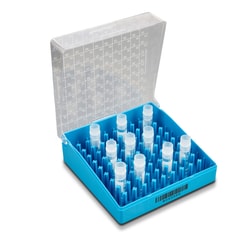 Alkali Scientific&nbsp;Cryostorage box, 100 place (10 X 10), Polycarbonate, with Hinged Lid (5.25 X 5.25 X 2 in), 5/cs