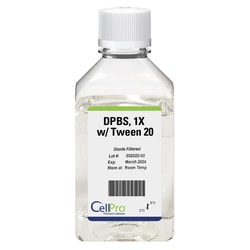 Alkali Scientific CellPro DPBS, 1X, with Tween 20, 1L, 12/cs, Quantity:
