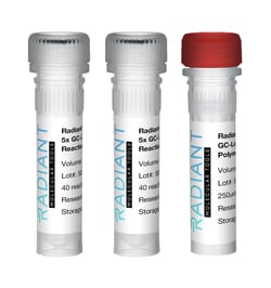 Alkali Scientific&nbsp;Radiant&trade; GC-Long DNA Polymerase 250 Units 1 x 50μL, 5u/μL GC-Long Polymerase & 2 x 1mL 5x GC-Long Buffer (includes dNTP’s)