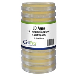Alkali Scientific&nbsp;CellPro&trade; LB + Ampicillin 75µg/mL + Xgal 40µg/mL, 10/Sleeve