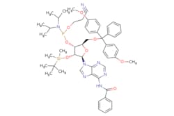 eMolecules​&nbsp;Ambeed / (2R3R4R5R)-5-(6-Benzamido-9H-purin-9-yl)-2-((bis(4-methoxyphenyl)(phenyl)methoxy)methyl)-4-((tert-butyldimethylsilyl)oxy)tetrahydrofuran-3-yl (2-cyanoethyl) diisopropylphosphoramidite / 250mg / 552749194 / A644597 /  / 104992-55-4 / MFCD00080297 / 988.211 / C53H66N7O8PSi