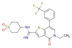 eMolecules​&nbsp;Ambeed / N-(11-Dioxidotetrahydro-2H-thiopyran-4-yl)-5-ethyl-4-oxo-7-(3-(trifluoromethyl)phenyl)-45-dihydrothieno[32-c]pyridine-2-carboximidamide / 1mg / 552620541 / A178532 /  / 1714146-59-4 / MFCD28952791 / 497.550 / C22H22F3N3O3S2