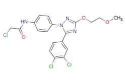 eMolecules​&nbsp;1047953-91-2 | MALT1 inhibitor MI-2 | Ambeed | MFCD19754074 | 455.720 | C19H17Cl3N4O3 | 99.000 | COCCOc1nc(-c2ccc(Cl)c(Cl)c2)n(n1)-c1ccc(NC(=O)CCl)cc1 | 5mg | 525172266