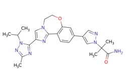 eMolecules​ Ambeed / 2-(4-(2-(1-Isopropyl-3-methyl-1H-124-triazol-5-yl)-56-dihydrobenzo[f]imidazo[12-d][14]oxazepin-9-yl)-1H-pyrazol-1-yl)-2-methylpropanamide